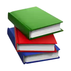 Three stacked books in green, red, and blue, showcasing colorful covers and white spines.