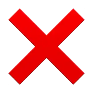 Red cross symbol with a glossy finish, indicating a negative response or error.